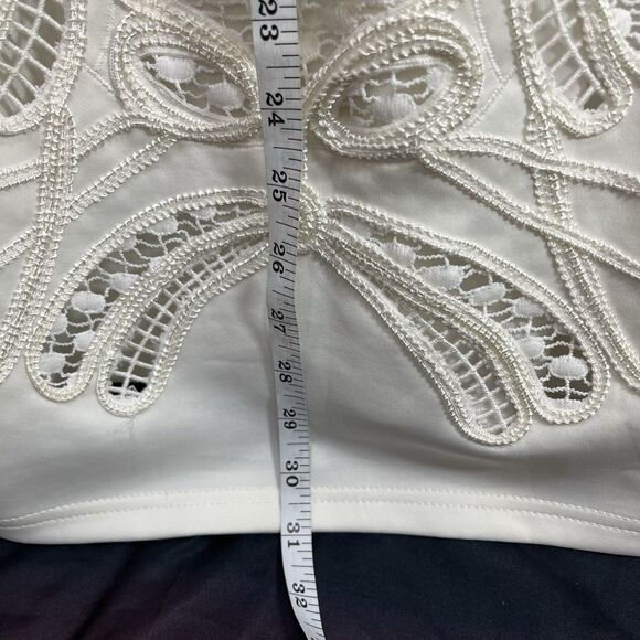 GOLD LABEL Wow Couture White Lace Wedding Lined Summer Halter Dress Women's M - Picture 8 of 12